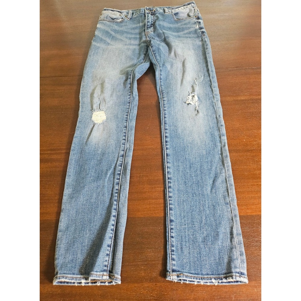 J.Crew Mercantile Jeans Women 30 Blue Distressed Flex Straight Leg Denim